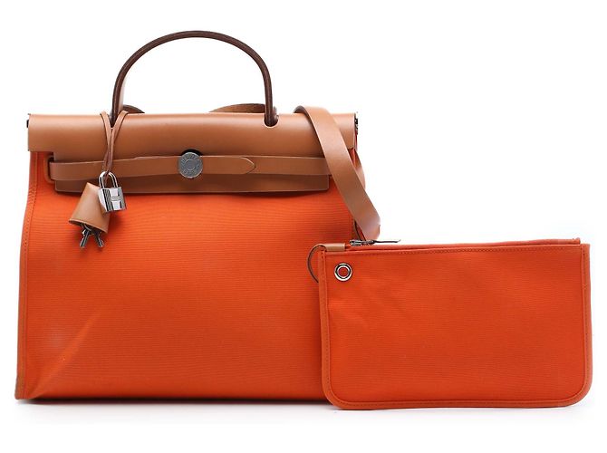Hermès Orange Toile Herbag Zip 31 Laranja - vista 7