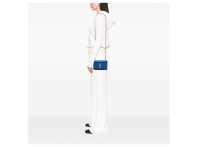 Saint Laurent Blue Small Grain De Poudre Monogram Kate Crossbody - vista 6