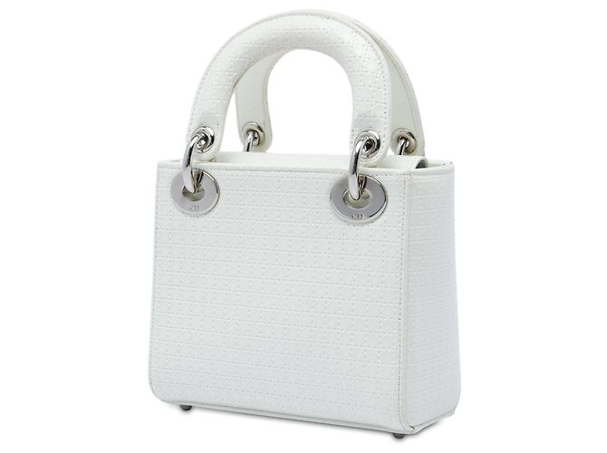 Dior White Mini Patent Microcannage Lady Dior Bianco Bianco sporco - vista 2