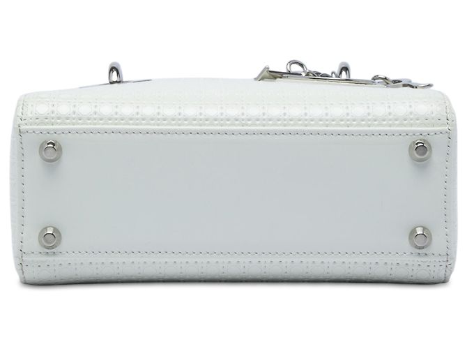 Dior White Mini Patent Microcannage Lady Dior Bianco Bianco sporco - vista 3