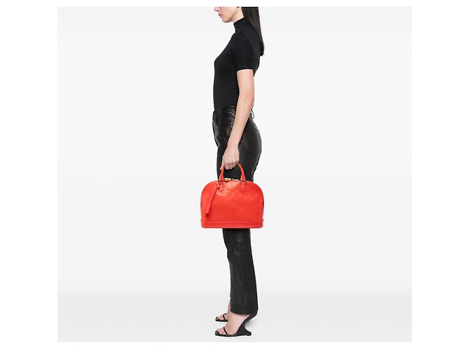 Louis Vuitton Orange Monogram Vernis Alma PM Arancione - vista 7