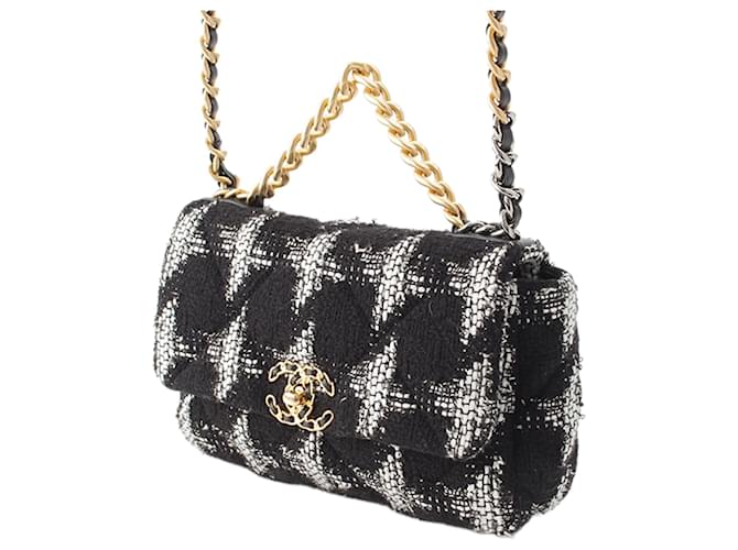 Chanel Black Medium Tweed 19 Flap Nero - vista 2