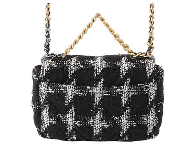Chanel Black Medium Tweed 19 Flap Nero - vista 4