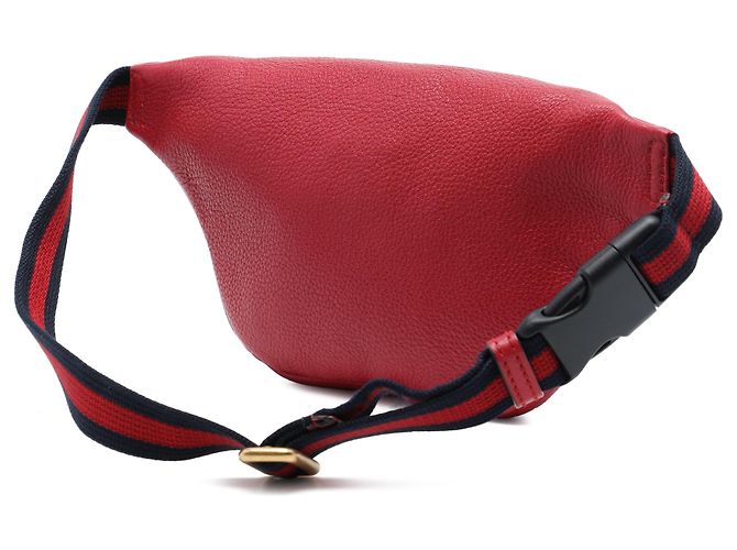 Borsa cintura Gucci Red Small in pelle di vitello grana grossa con logo Web Rosso - vista 2