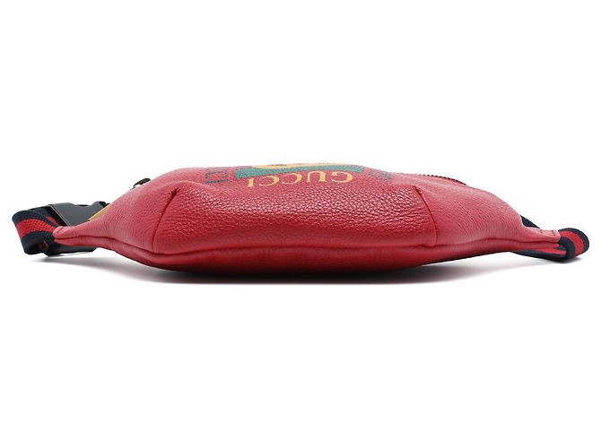 Borsa cintura Gucci Red Small in pelle di vitello grana grossa con logo Web Rosso - vista 3
