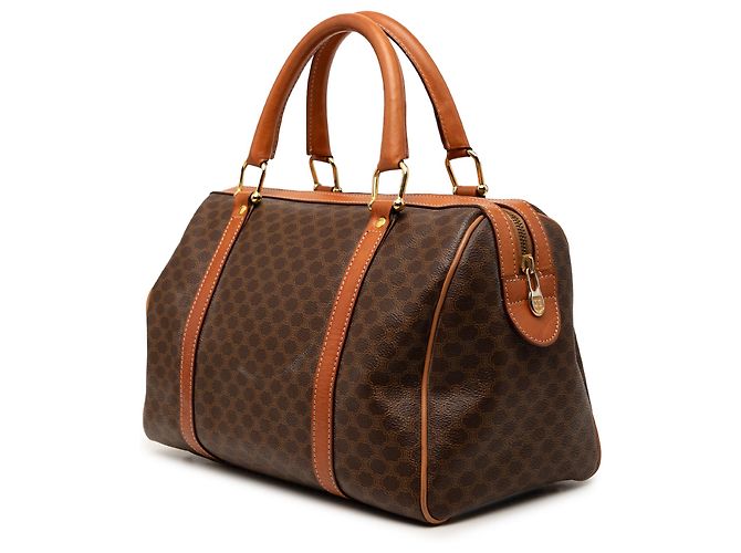 Céline Borsa Boston Celine in tela rivestita Macadam marrone - vista 2