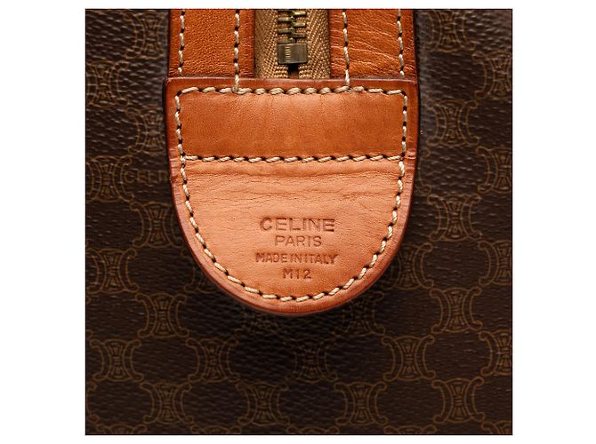Céline Borsa Boston Celine in tela rivestita Macadam marrone - vista 5
