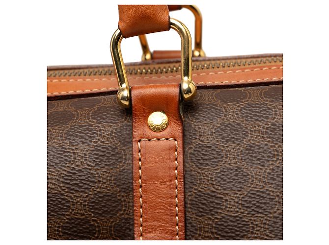 Céline Borsa Boston Celine in tela rivestita Macadam marrone - vista 6