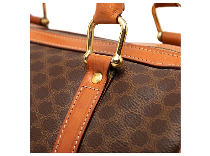 Céline Borsa Boston Celine in tela rivestita Macadam marrone - vista 7