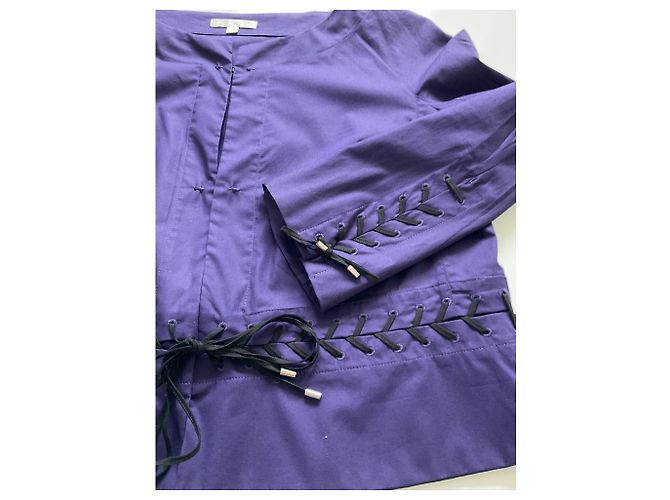 Paule Ka Kurze Jacke in Dunkellila oder Marineblau mit schwarzen Schnüren - Ansicht 4