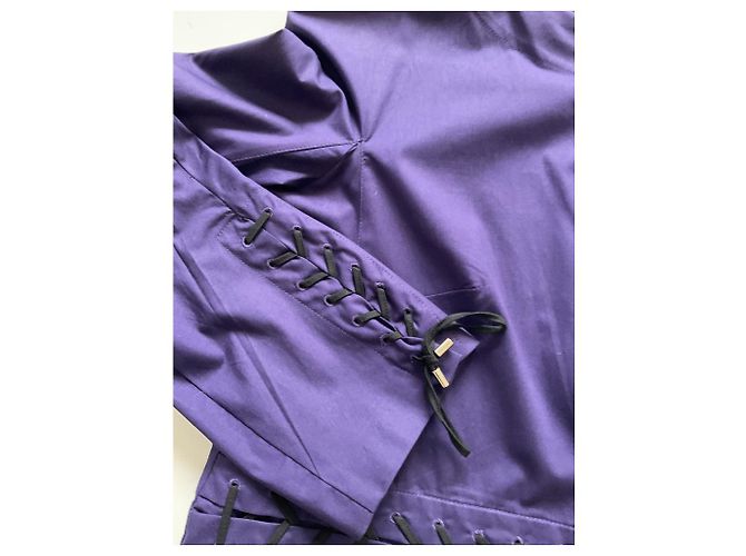 Paule Ka Kurze Jacke in Dunkellila oder Marineblau mit schwarzen Schnüren - Ansicht 5