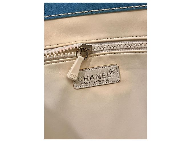 Borsa Tote Grande Chanel Surf Collection 2002 Bianco Rosso Blu - vista 12