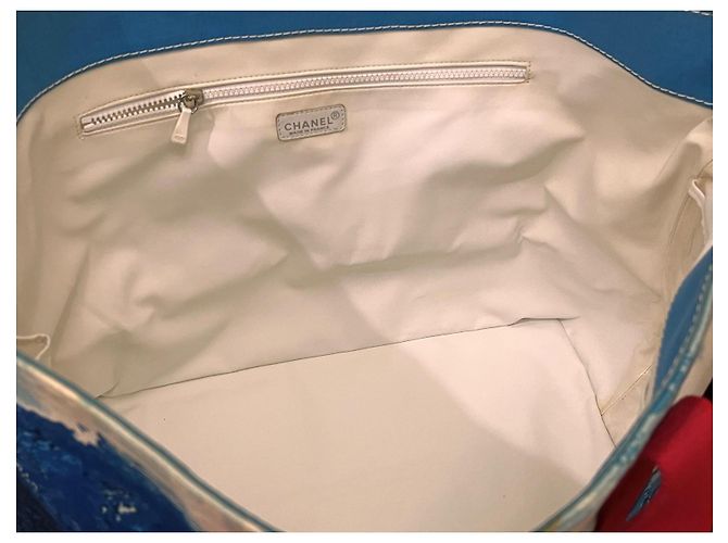 Borsa Tote Grande Chanel Surf Collection 2002 Bianco Rosso Blu - vista 9