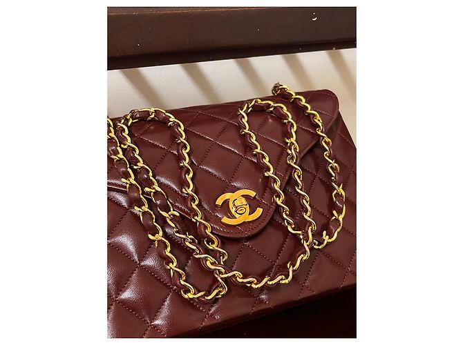 Chanel Classic Flap Bag Medium Burgundy aus gestepptem Lammleder Bordeaux - Ansicht 4