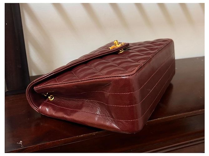 Chanel Classic Flap Bag Medium Burgundy aus gestepptem Lammleder Bordeaux - Ansicht 7