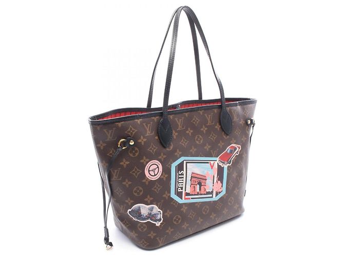 Borsa Tote Louis Vuitton Neverfull MM My LV World Tour Marrone Multicolore - vista 2