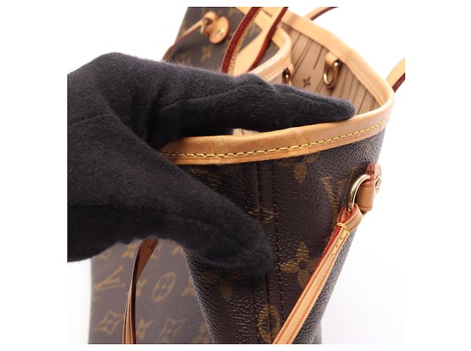 Borsa Tote Louis Vuitton Neverfull PM Monogram Marrone - vista 11