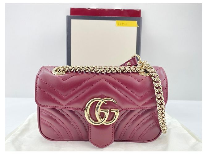 Borsa a tracolla Gucci GG Marmont Rosso Bordò - vista 12