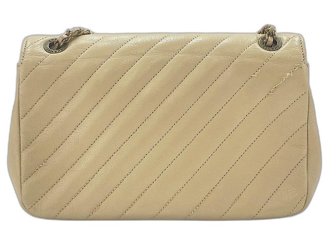 Chanel Schultertasche mit diagonalem Steppmuster Beige - Ansicht 3