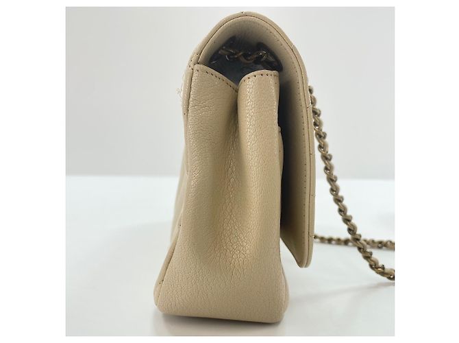 Chanel Schultertasche mit diagonalem Steppmuster Beige - Ansicht 6