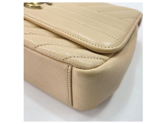 Chanel Schultertasche mit diagonalem Steppmuster Beige - Ansicht 9