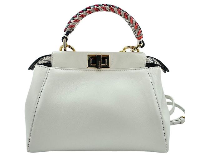 Borsa a mano Fendi Peekaboo Mini in White Bianco - vista 2