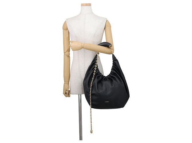 Borsa a tracolla Loewe Squeeze Medium Melona Palam Nero - vista 4