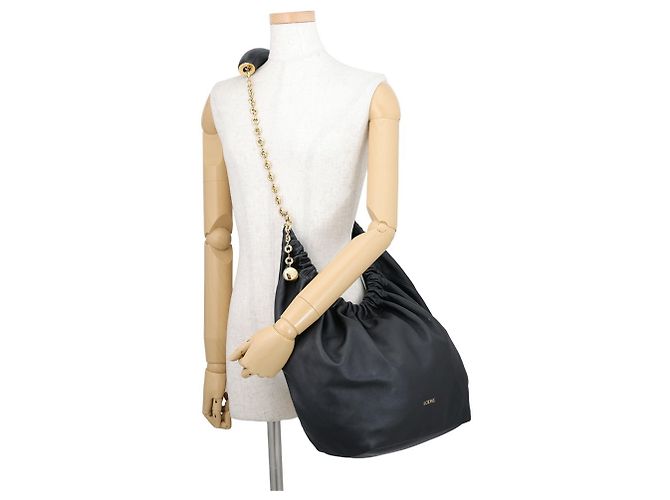 Borsa a tracolla Loewe Squeeze Medium Melona Palam Nero - vista 5