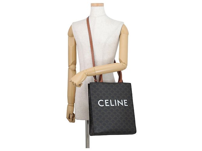Céline Borsa a mano in pelle Celine Triomphe Small Vertical Cabas - vista 5