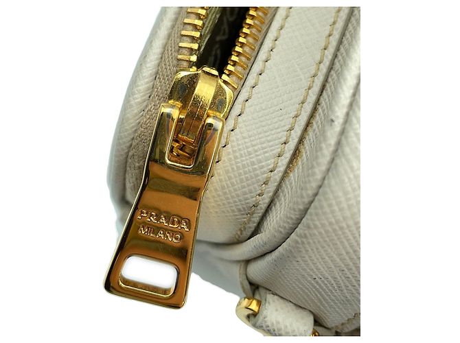Borsa a tracolla Prada in pelle Saffiano Bianco - vista 10
