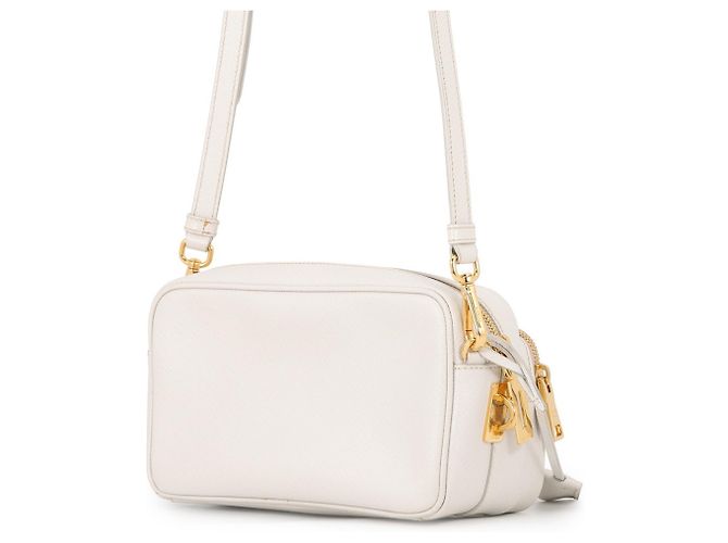 Borsa a tracolla Prada in pelle Saffiano Bianco - vista 2