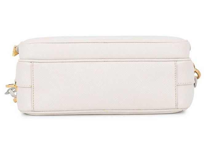 Borsa a tracolla Prada in pelle Saffiano Bianco - vista 3