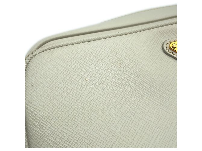 Borsa a tracolla Prada in pelle Saffiano Bianco - vista 7