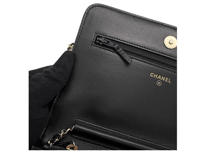 Chanel Black Velour Chain Wallet - view 10