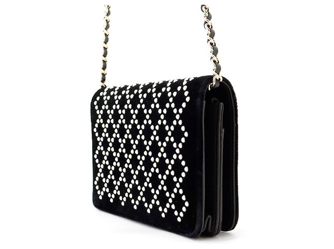 Chanel Black Velour Chain Wallet - view 2