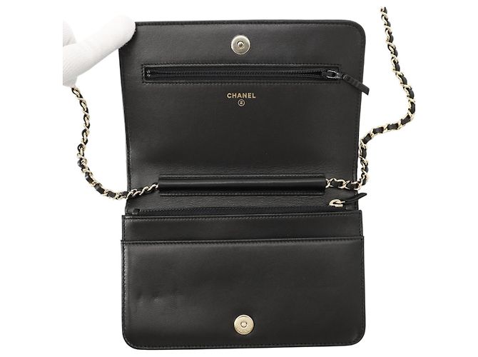 Chanel Black Velour Chain Wallet - view 5