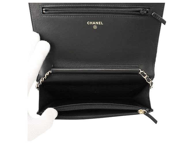 Chanel Black Velour Chain Wallet - view 6