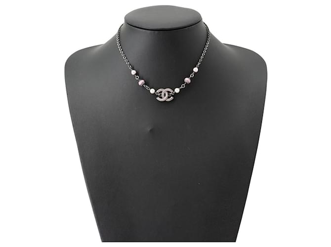 Collana Chanel Coco Mark con perle sintetiche e strass - vista 4