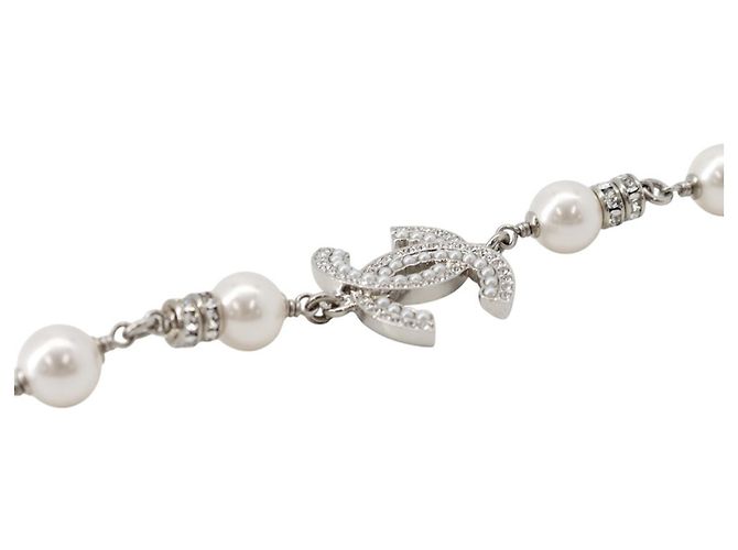 Collana Chanel in strass argento - vista 2