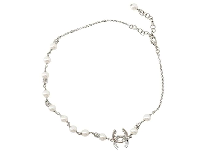 Collana Chanel in strass argento - vista 3