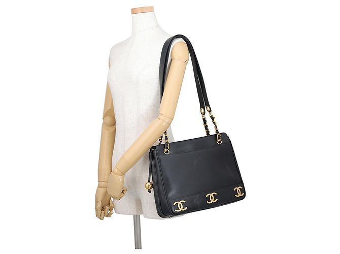Chanel Black Chain Tote Bag Schwarz - Ansicht 4