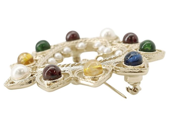 Spilla a cuore Chanel con strass e pietre colorate D'oro - vista 2