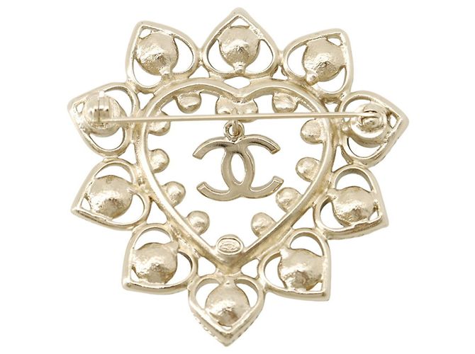 Spilla a cuore Chanel con strass e pietre colorate D'oro - vista 3
