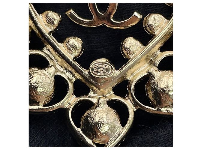 Spilla a cuore Chanel con strass e pietre colorate D'oro - vista 8