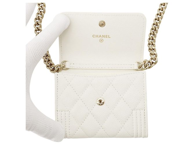 Portafoglio con catena Chanel Matelassé White Bianco - vista 5