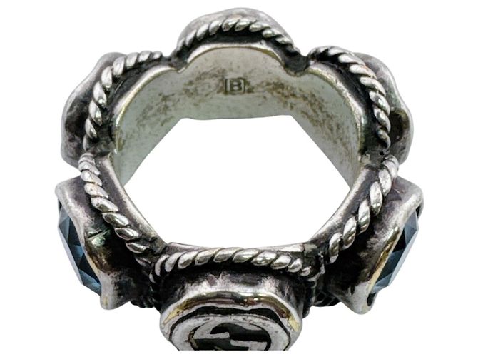 Anello GUCCI Interlocking G con cristalli Swarovski Argento - vista 6