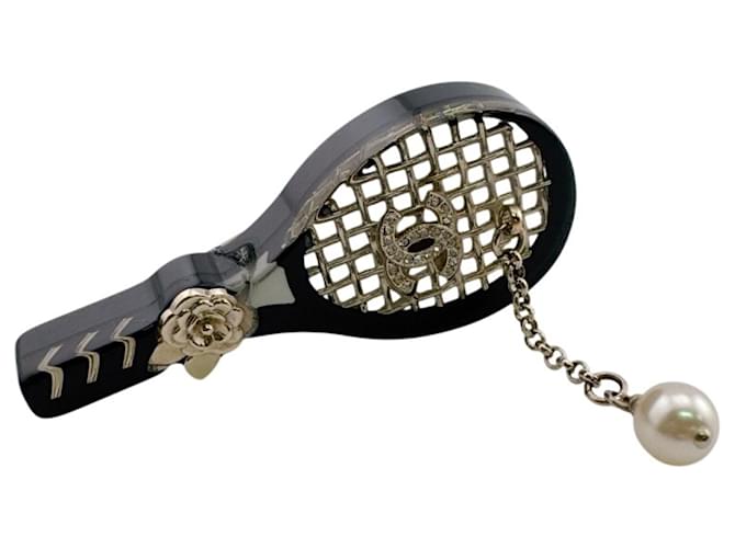 Spilla Chanel nera placcata oro Nero - vista 2