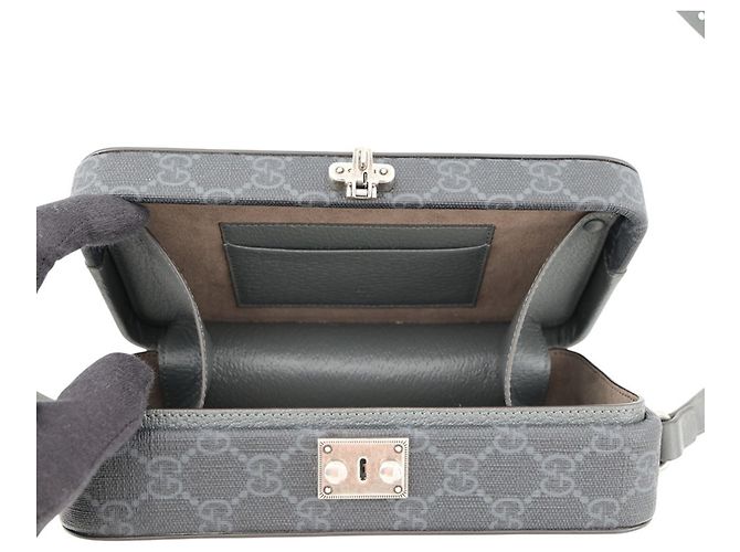Borsa a tracolla Gucci GG Supreme in pelle Marrone Nero - vista 5