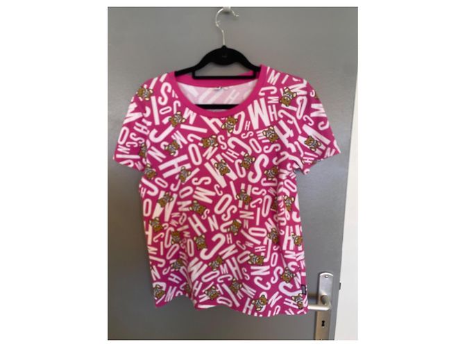 T-shirt Moschino Teddy Bear e Logo Rosa Branco - vista 5