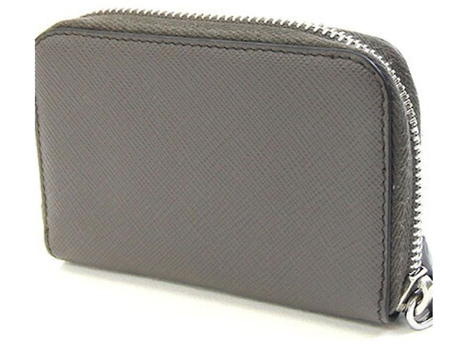 Prada Gray Leather Coin Purse Brown - view 2